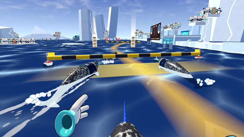Racing rival narwhals around the Floe Run